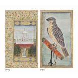 A DOUBLE-SIDED FOLIO: THE TAJ MAHAL AND A BIRD OF PREY MUGHAL DELHI, INDIA, CIRCA 1800 Opaque