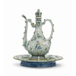 A EWER AND BASIN IN PERSIAN STYLE EDMOND LACHENAL, FRANCE, CIRCA 1880 The basin on straight foot, of