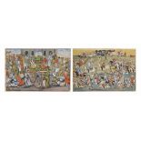 TWO ILLUSTRATIONS INSPIRED BY THE CHEHEL SUTUN MURALS: THE BATTLE OF CHALDIRAN AND SHAH ABBAS