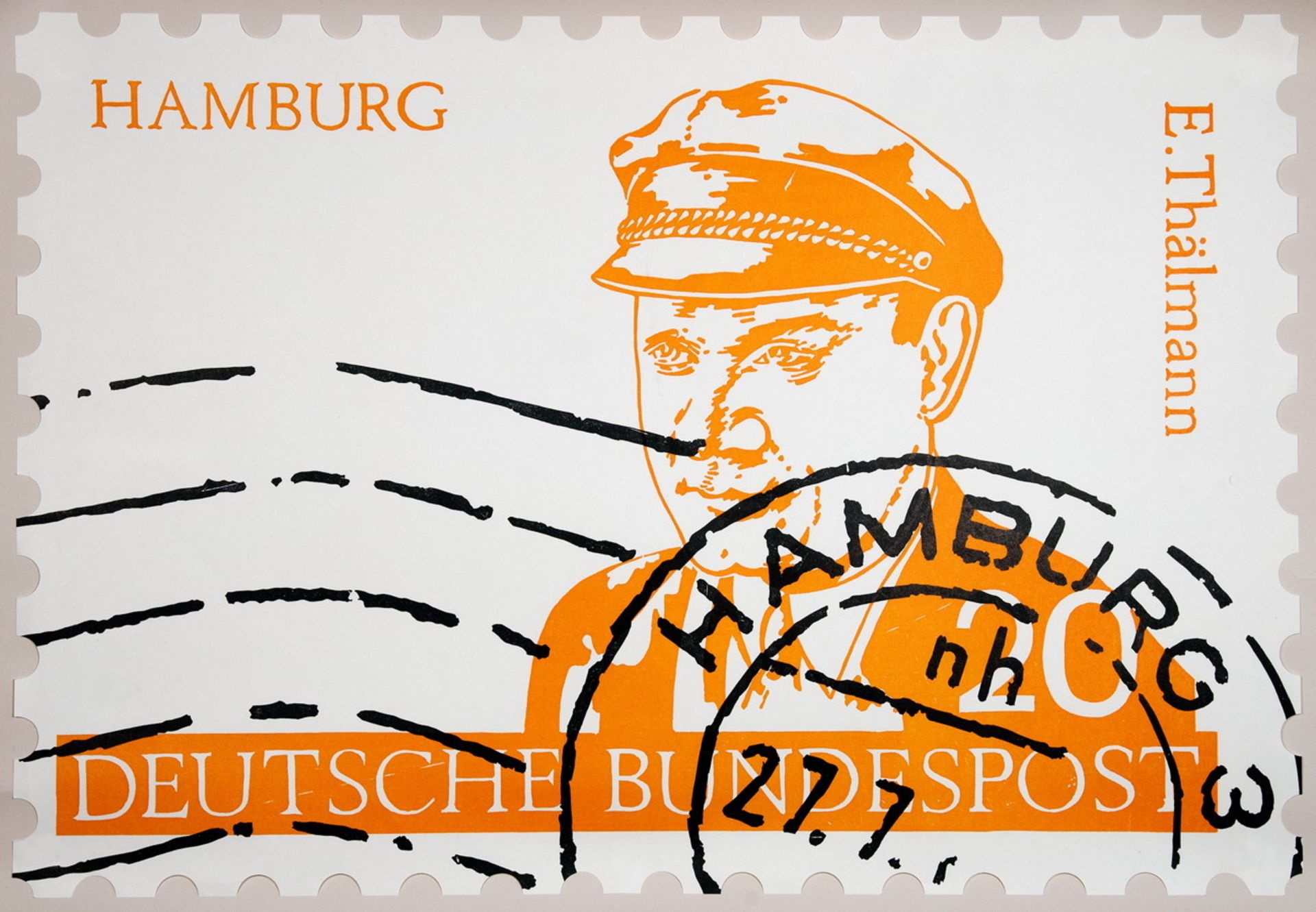 Klaus Peter Brehmer. Drei farbige Briefmarken-Linolschnitte. 1966/67. Signiert, teils datiert. I.