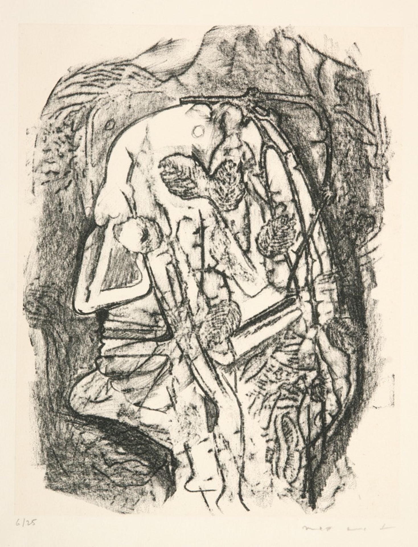 Max Ernst. Zu: Jean Tardieu. Le parquet se soulève. Lithographie. 1939. 25,5 : 19,5 cm. Signiert,