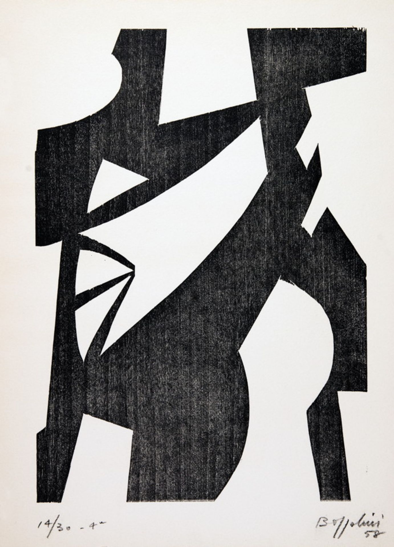 Silvano Bozzolini. Confluences. Sechs Holzschnitte. 1958. 31,0 : 26,0 cm. Signiert, datiert und - Image 2 of 2