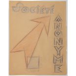 Fortunato Depero. Société anonyme. Farb- und Bleistift. 28,3 : 22,0 cm. Signiert und datiert.