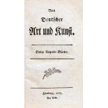 [Johann Gottfried Herder]. Von Deutscher Art und Kunst. Einige fliegende Blätter. Hamburg, Bode