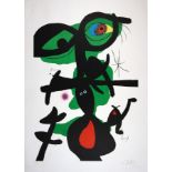 Joan Miró. Blatt 9 aus »Oda a Joan Miró«. Farblithographie. 1973. 87,4 : 61,0 cm (104,0 : 77,0