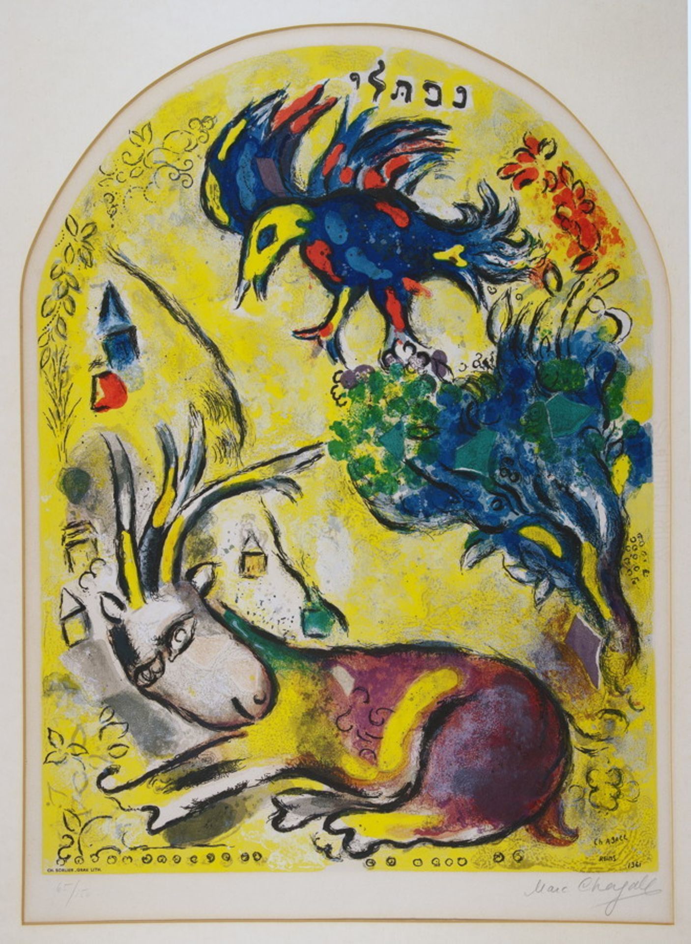 Marc Chagall. Der Stamm Naphtali. Farblithographie nach einem Gemälde für ein Glasfenster. 1964.