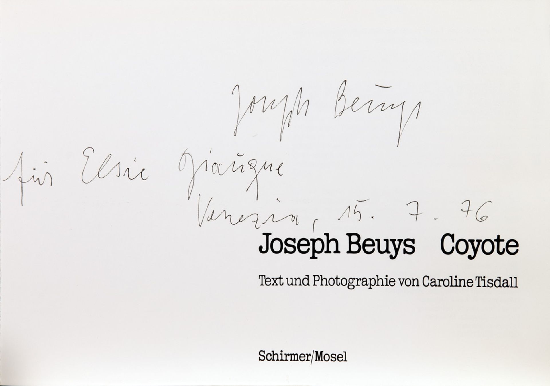 Joseph Beuys. Coyote. Text und Photographie von Caroline Tisdall. München, Schirmer Mosel 1976.