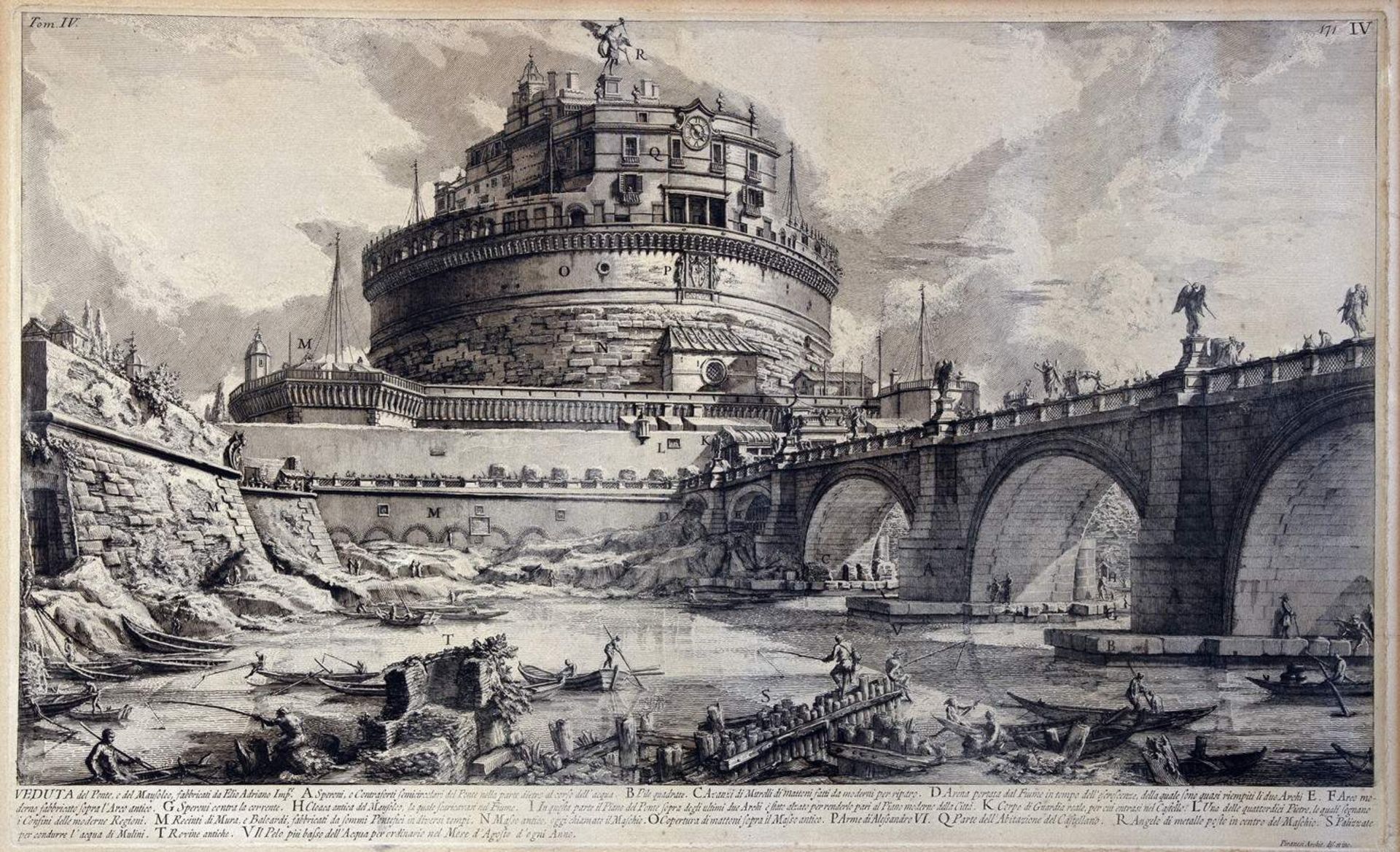 Giovanni Battista Piranesi. Veduta de Ponte, e del Mausoleo, fabbricati da Elio Adriano Imp.