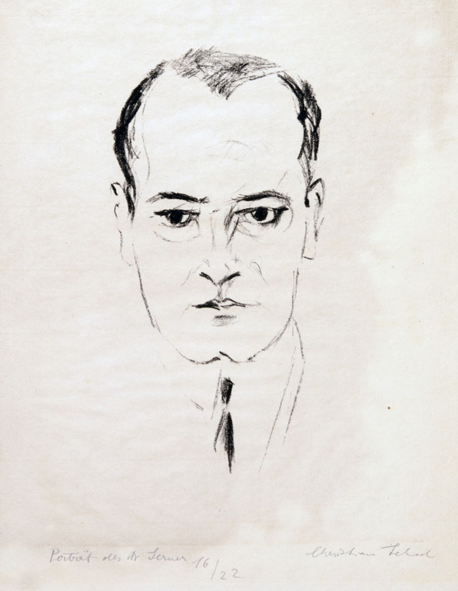 Christian Schad. Porträt des Dr. Serner. Lithographie. 1921. 17,5 : 8,5 cm (30,3 : 23,0 cm).