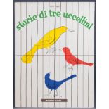 Bruno Munari. Storie di tre uccellini. Mailand, Mondadori 1945. Mit farbigen Illustrationen,