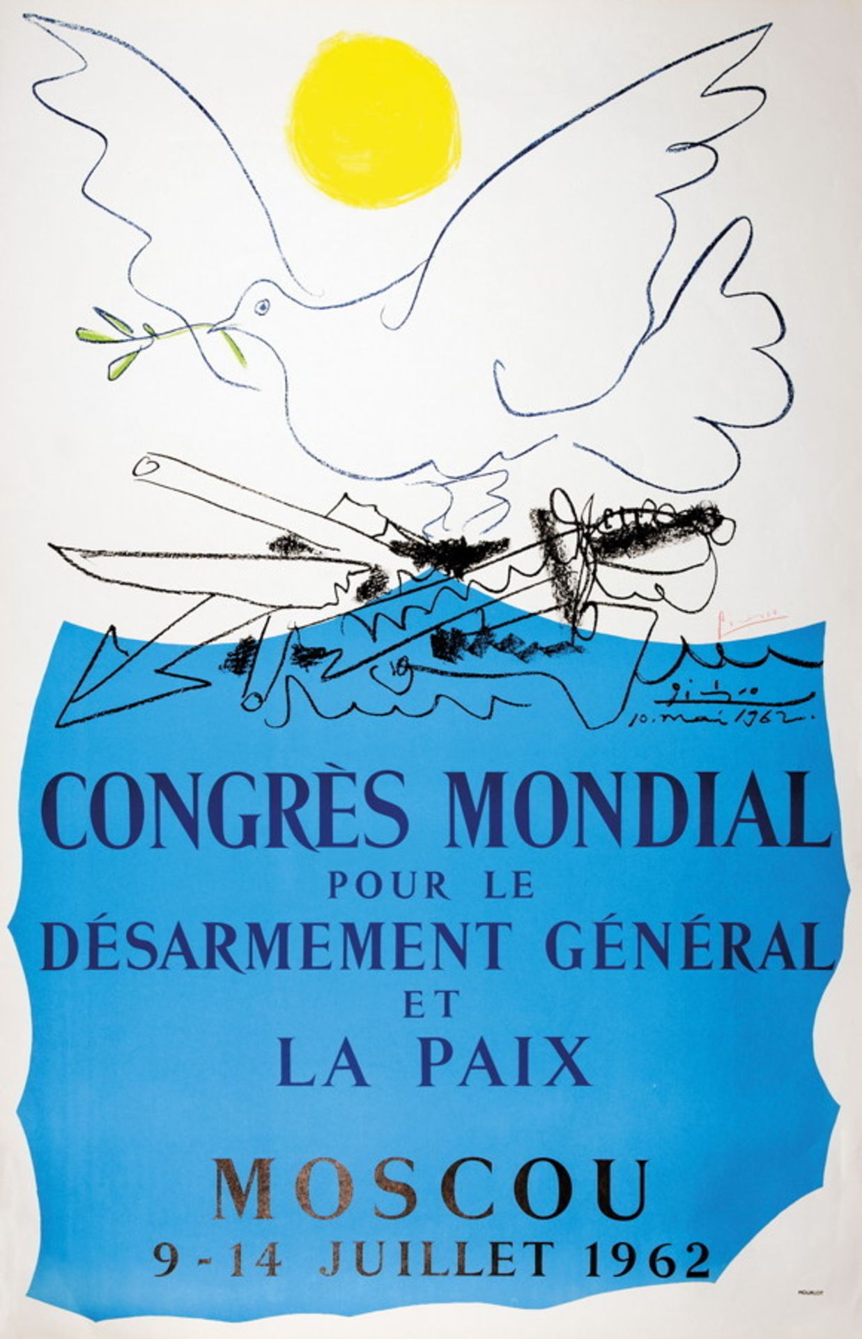Pablo Picasso. Congrès Mondial pour le Désarmement général pour la Paix. Moscou 9  14 Juillet 1962.