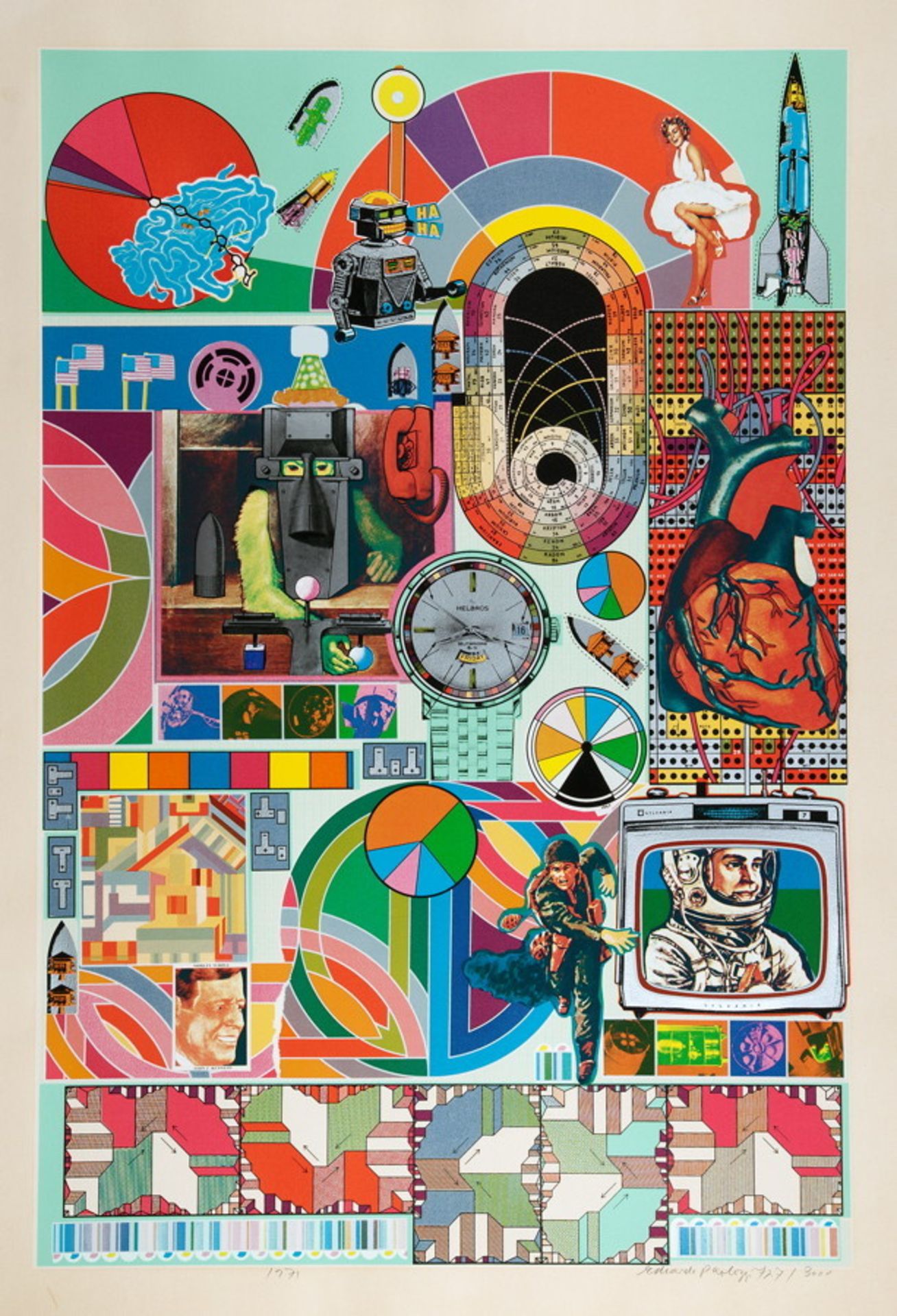 Eduardo Paolozzi. B.A.S.H. (aquamarine). Farbserigraphie und Collage. 1971. 74,5 : 49,8 cm (84,7 :