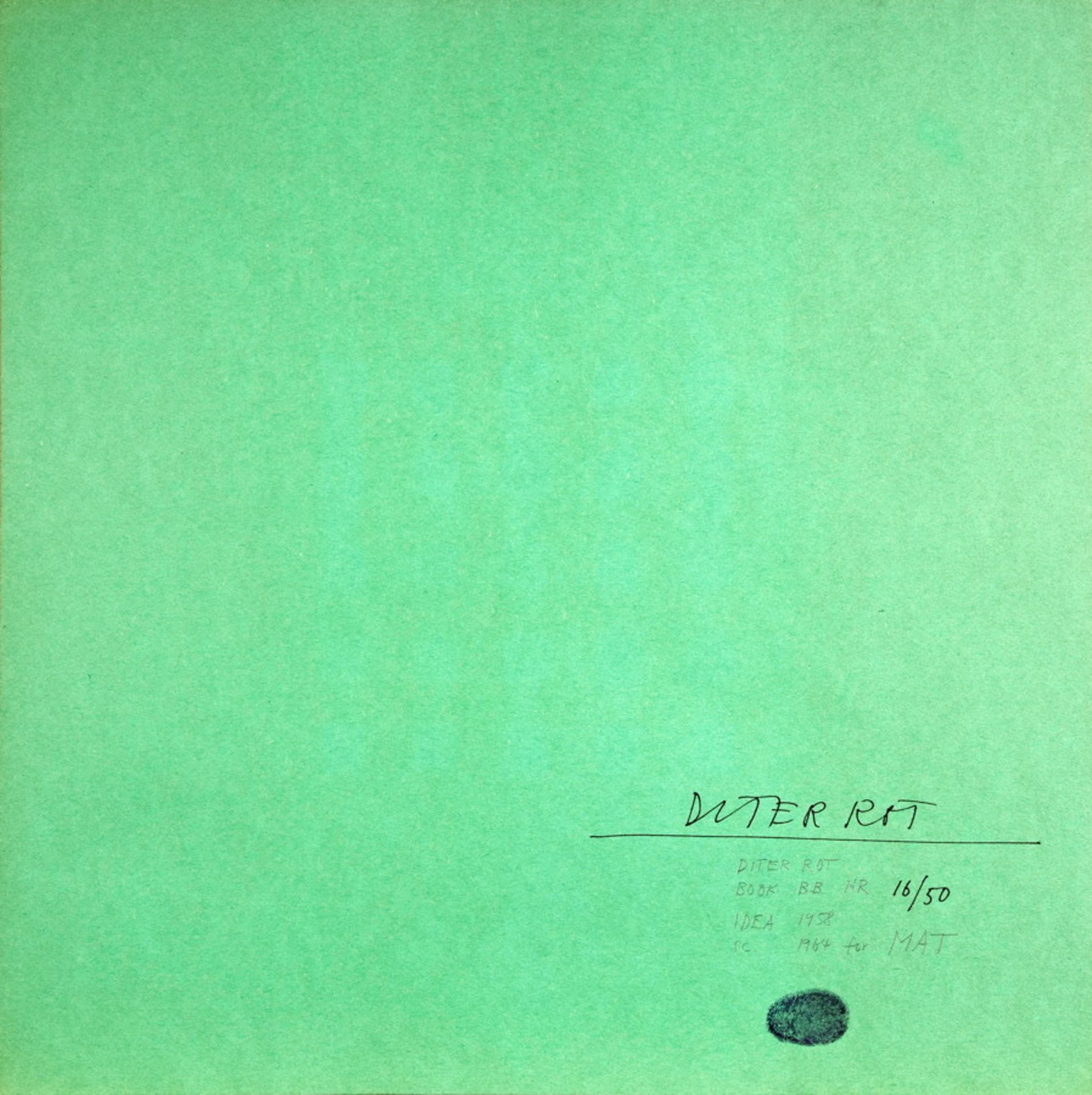 Dieter Roth. book bb. [Köln], Edition MAT 1964. Zehn grüne und zehn rote Kartonblätter, davon je - Image 4 of 4