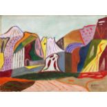 Werner Gilles. Landschaft. Öl auf Leinwand. 1954. 34,5 : 47,0 cm. Signiert und datiert. Eine der