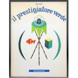 Bruno Munari. Il prestigiatore verde. Mailand, Mondadori 1945. Mit farbigen Illustrationen und