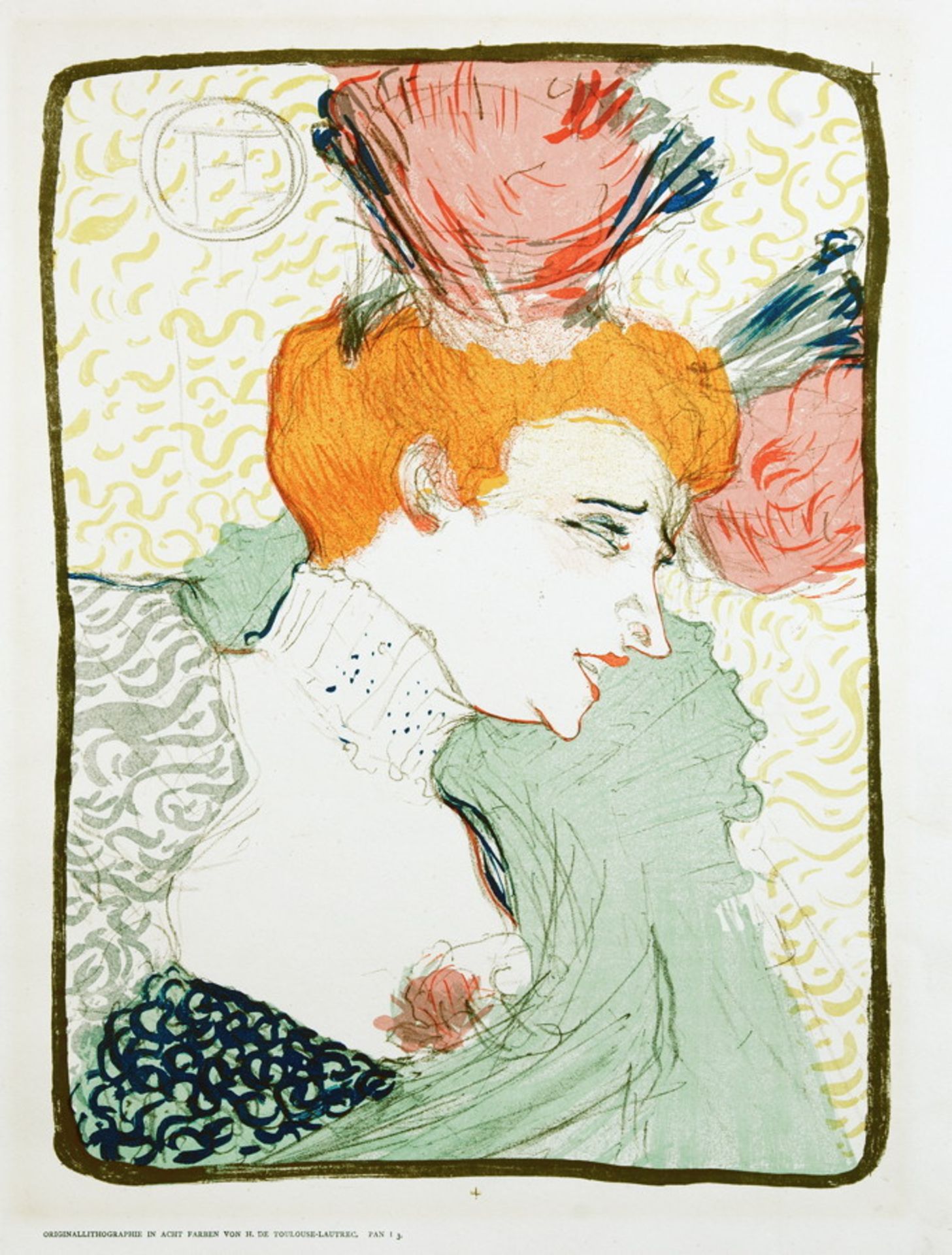 Henri Toulouse-Lautrec. Mademoiselle Marcelle Lender, en Buste. Farblithographie. 1895. 32,8 : 24,