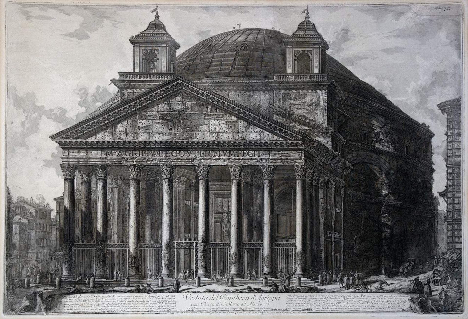 Giovanni Battista Piranesi. Veduta de Pantheon d Agrippa oggi Chiesa die S. Maria ad Martyres.