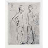 Pablo Picasso. Les deux Saltimbanques. Kaltnadelradierung. 1905. 12,2 : 9,1 cm (29,0 : 21,5 cm).
