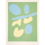 Jean Arp. Ohne Titel. Zwei Farbserigraphien. 1959/1953? 44,0 : 32,5 cm (63,5 : 48,7 cm) und 31,0 :