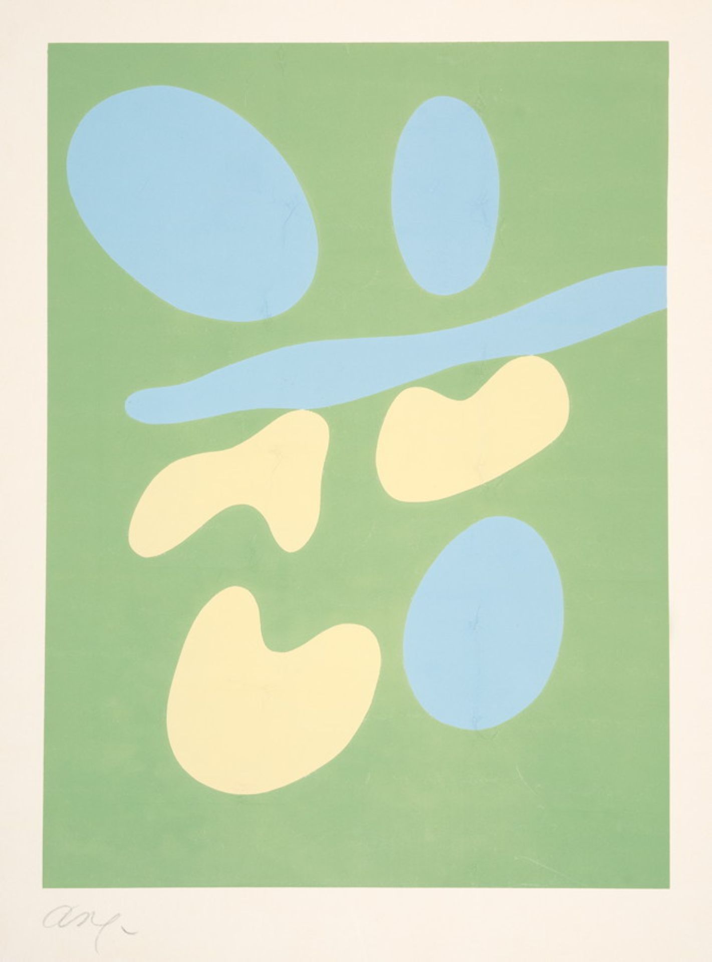 Jean Arp. Ohne Titel. Zwei Farbserigraphien. 1959/1953? 44,0 : 32,5 cm (63,5 : 48,7 cm) und 31,0 :