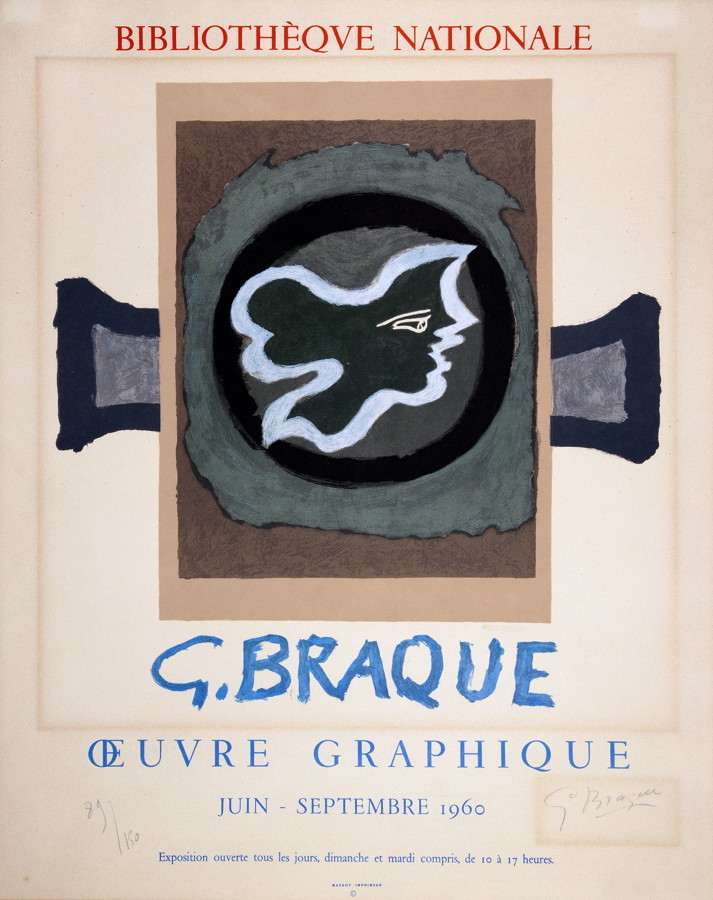 Georges Braque. Profil Grec. Farblithographie. 1960. 33,5 : 37,5 cm. Signiert und nummeriert.