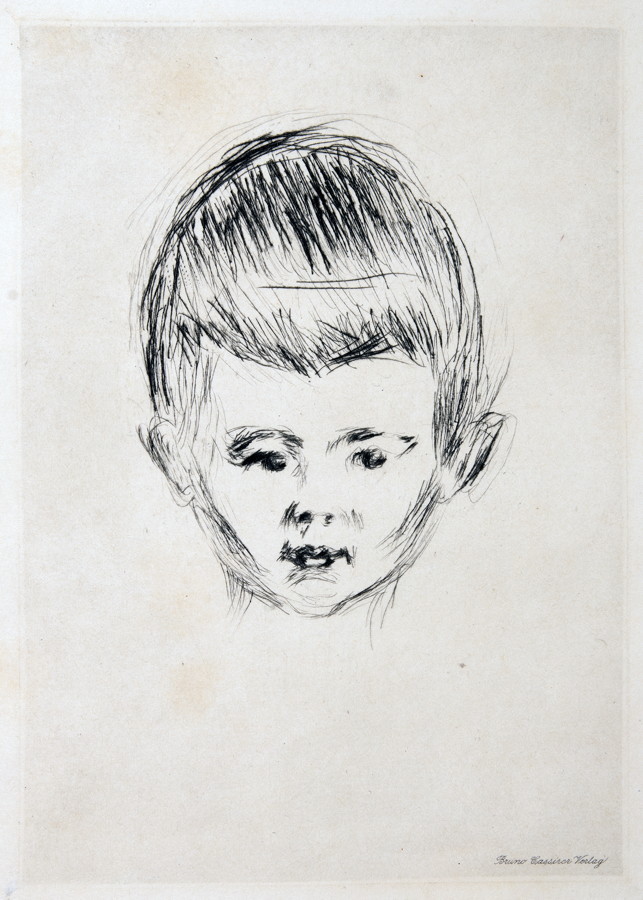 Edvard Munch. Knabenkopf. Kaltnadelradierung. 1906/1925. 19,5 : 13,5 cm (31,8 : 25,2 cm). Auf