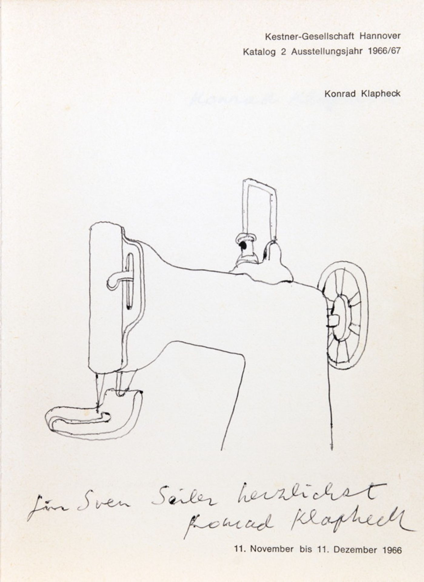 Konrad Klapheck (geboren 1935). Ohne Titel (Nähmaschine). Zeichnung in schwarzer Tinte. 10,0 : 11,