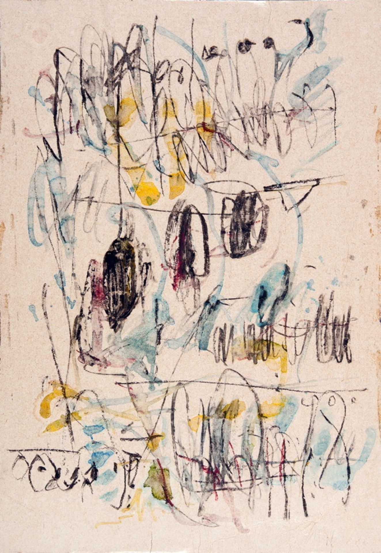 Gerhard Hoehme. Ohne Titel. Tusche und Aquarell. 28,2 : 19,5 cm. Signiert. Abstrakte Komposition,