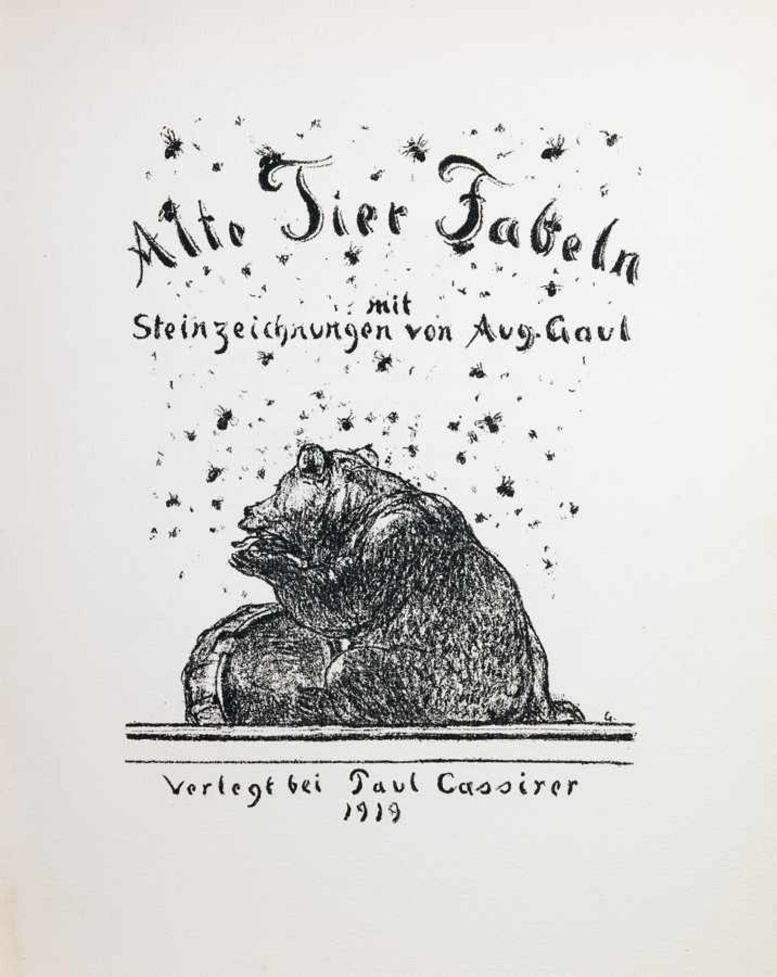Pan-Presse - Alte Tier Fabeln mit Steinzeichnungen von Aug[ust] Gaul. [Berlin], Paul Cassirer