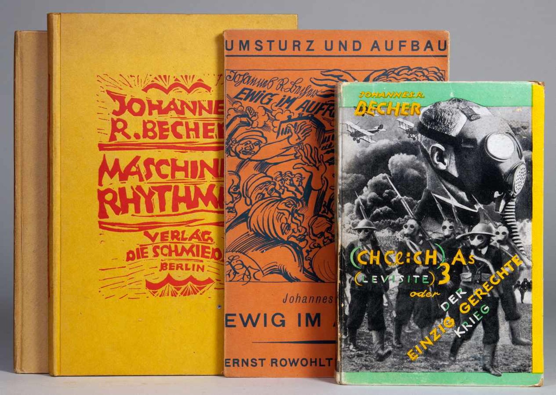 Johannes R[obert] Becher. Vier Erstausgaben, drei mit bemerkenswerten Einbandillustrationen. 1920-