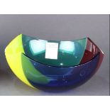 Italian Murano Salviati glass bowl, designed by B. Johansson, having a geometric form executed in