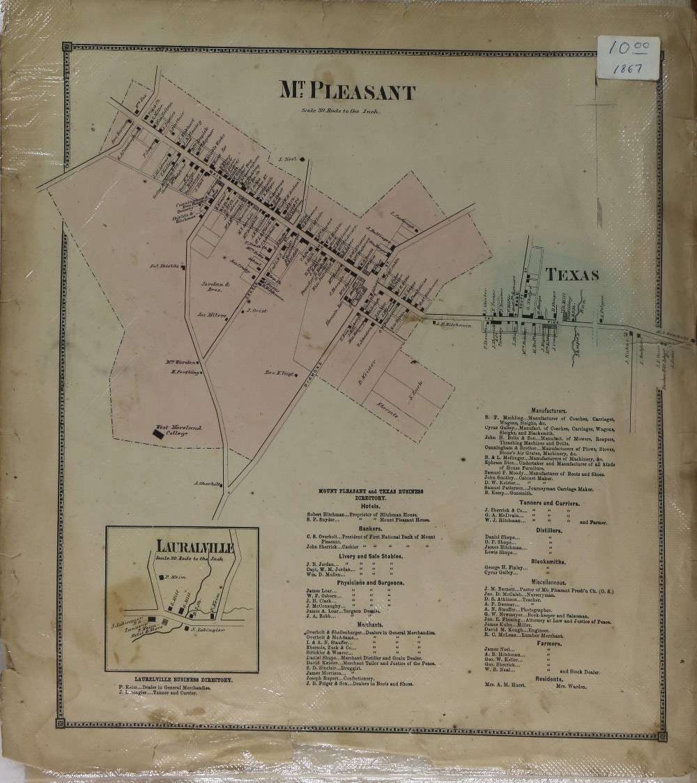 (lot of 5) American School (19th century), Four business directory maps of Mt. Pleasant, Latrobe, - Image 2 of 7