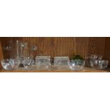 (lot of 13) Group of crystal and glass table articles, consisting of (9) Baccarat fruit bowls; a