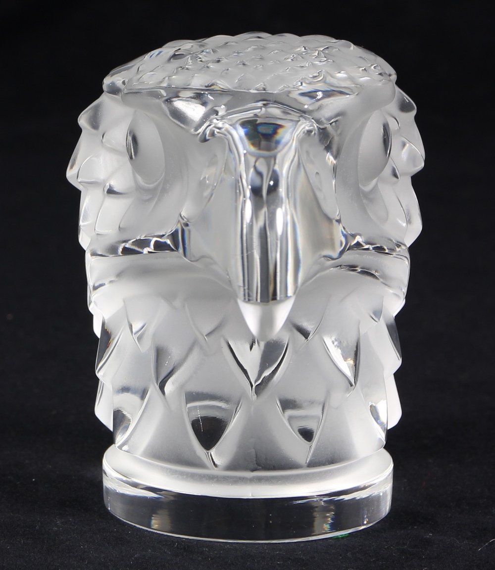 Lalique France 'Tete d' Aigle' eagle car mascot, executed in frosted to clear glass, base with - Image 2 of 6