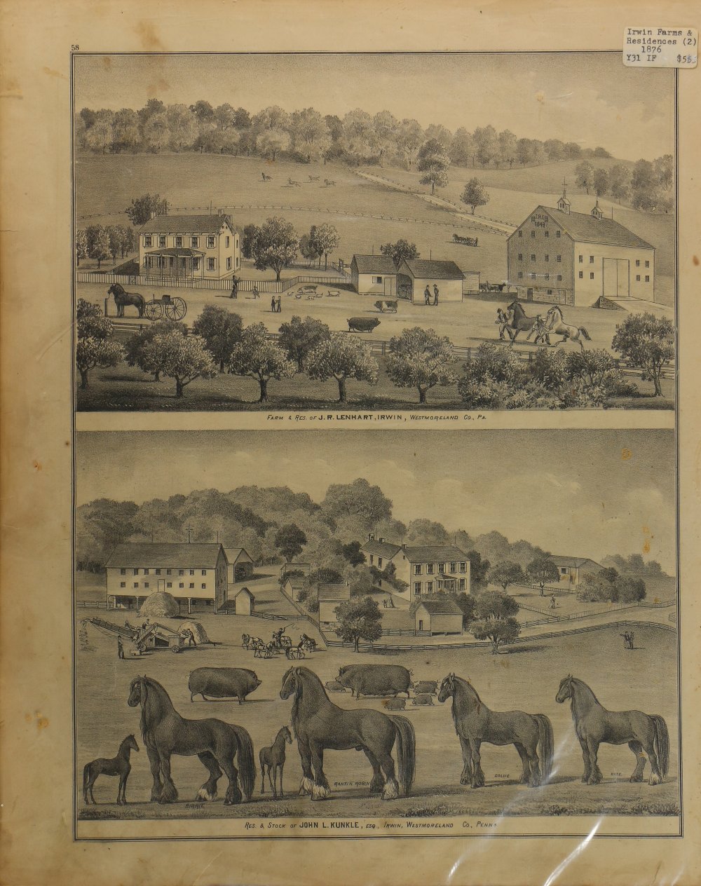 (lot of 5) American School (19th century), Four business directory maps of Mt. Pleasant, Latrobe, - Image 6 of 7