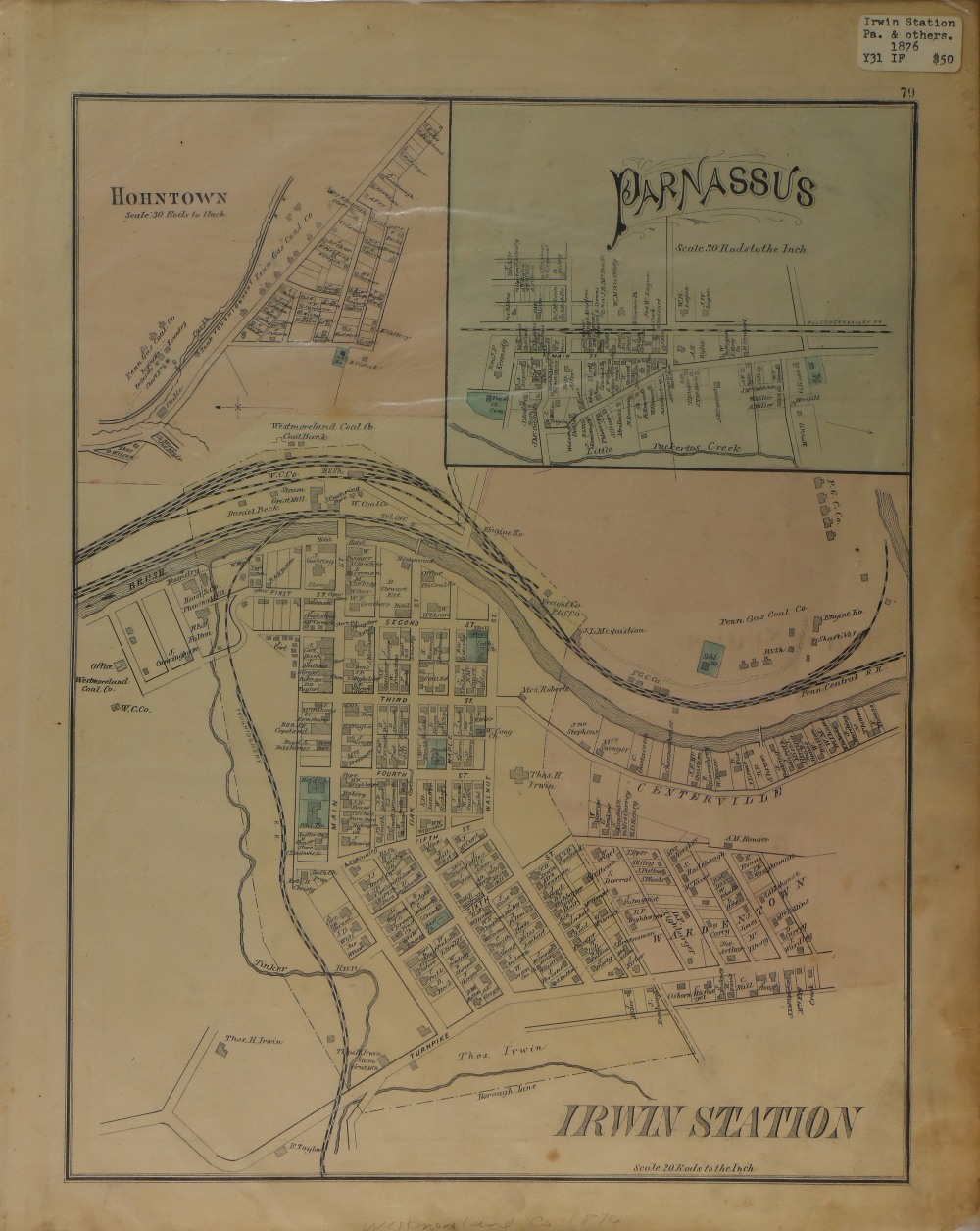 (lot of 5) American School (19th century), Four business directory maps of Mt. Pleasant, Latrobe, - Image 5 of 7