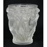 Lalique "Bacchantes" Grand Crystal Vase, 20th century, designed by Rene Lalique in 1927, depicting