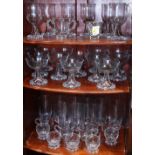 (lot of 38) Modern clear glass stemware, consisting of (6) port glasses; (12) sherbets; (9) water