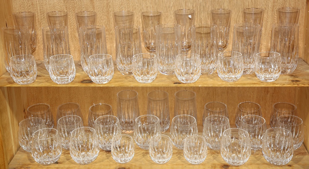 (lot of approx 48) Stuart crystal stemware group, consisting of (18) tumblers; (10) cordials; (11)