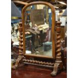 Victorian table top shaving mirror, having an adjustable mirror with barley twist supports, 36.5"