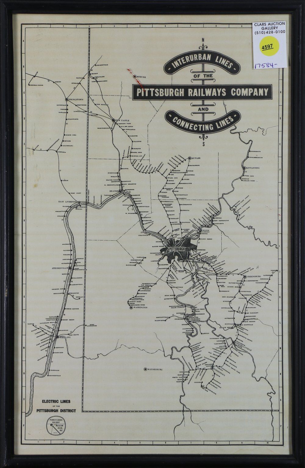 Lithographic map, "Interurban Lines of the Pittsburgh Railways Company and Connecting Lines,"