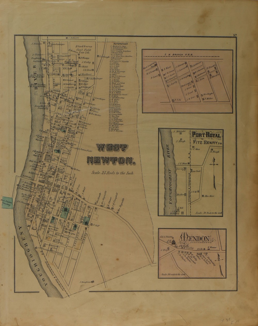 (lot of 5) American School (19th century), Four business directory maps of Mt. Pleasant, Latrobe, - Image 7 of 7