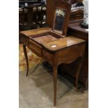 French Provincial style inlaid poudreuse, having a hinged shaped top, opening to reveal a mirror,