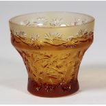 Lalique 'Coriander' bowl, the banded rim tapering to the base, with a frosted amber color ground,