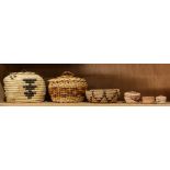 (lot of 6) Native American baskets, including (3) miniature Makah examples, a Papago example, a