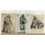 (lot of 8) Jacques Callot (French, 1592-1635), Eight images from "Les Gueux," (1620's), etchings, (