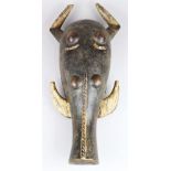 (lot of 2) Koulango, Cote D'Ivoire/Ghana/Lagoon warthog masks, each having stylized horns and facial