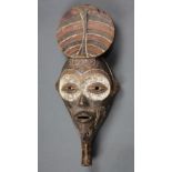 Attributed to Lulua, near the Kongo Kingdom, D.R. Congo, hand-held polychrome mask, white around the