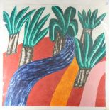 Carol Summers (American, b.1925), "Wild Palms," woodcut in colors, pencil signed lower right, titled