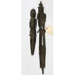 Benin kingdom or later Benin-style, Nigeria staff of authority with a figural finial depicting a